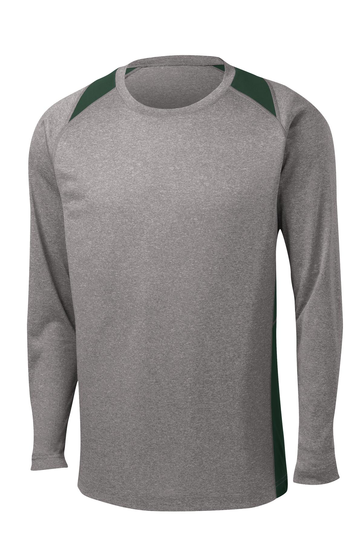 Sport-Tek ST361LS Vintage Heather / Forest Green