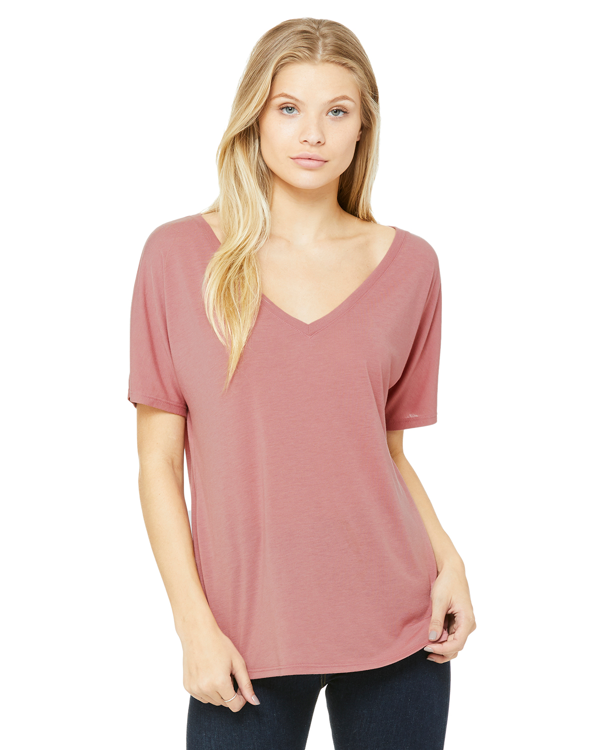 Bella Canvas 8815 Ladies Slouchy V Neck T Shirt Jiffy Shirts