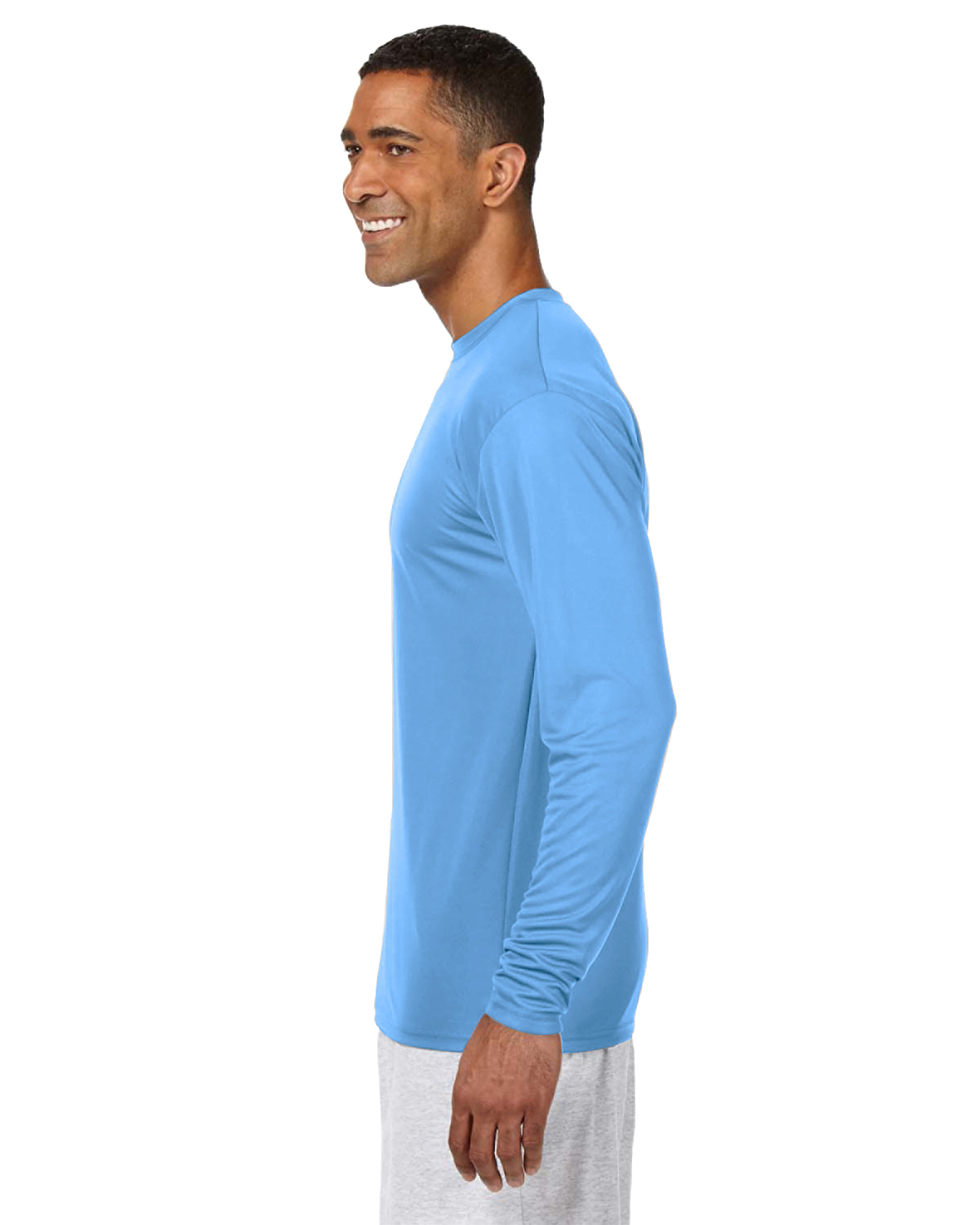 A4 Men's Cooling Performance Long Sleeve T Shirt N3165 Light Blue 