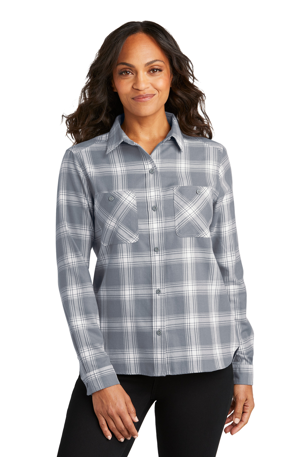Port Authority LW669 Grey/ Cream Open Plaid