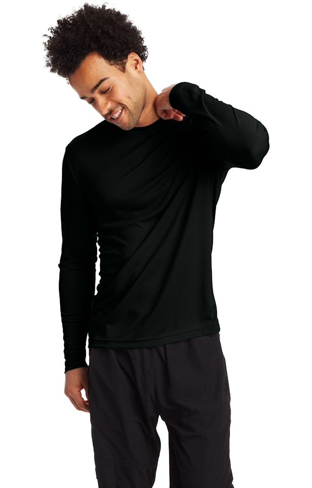 Hanes Cool Dri® Long Sleeve Tee 482 L Black Jiffy