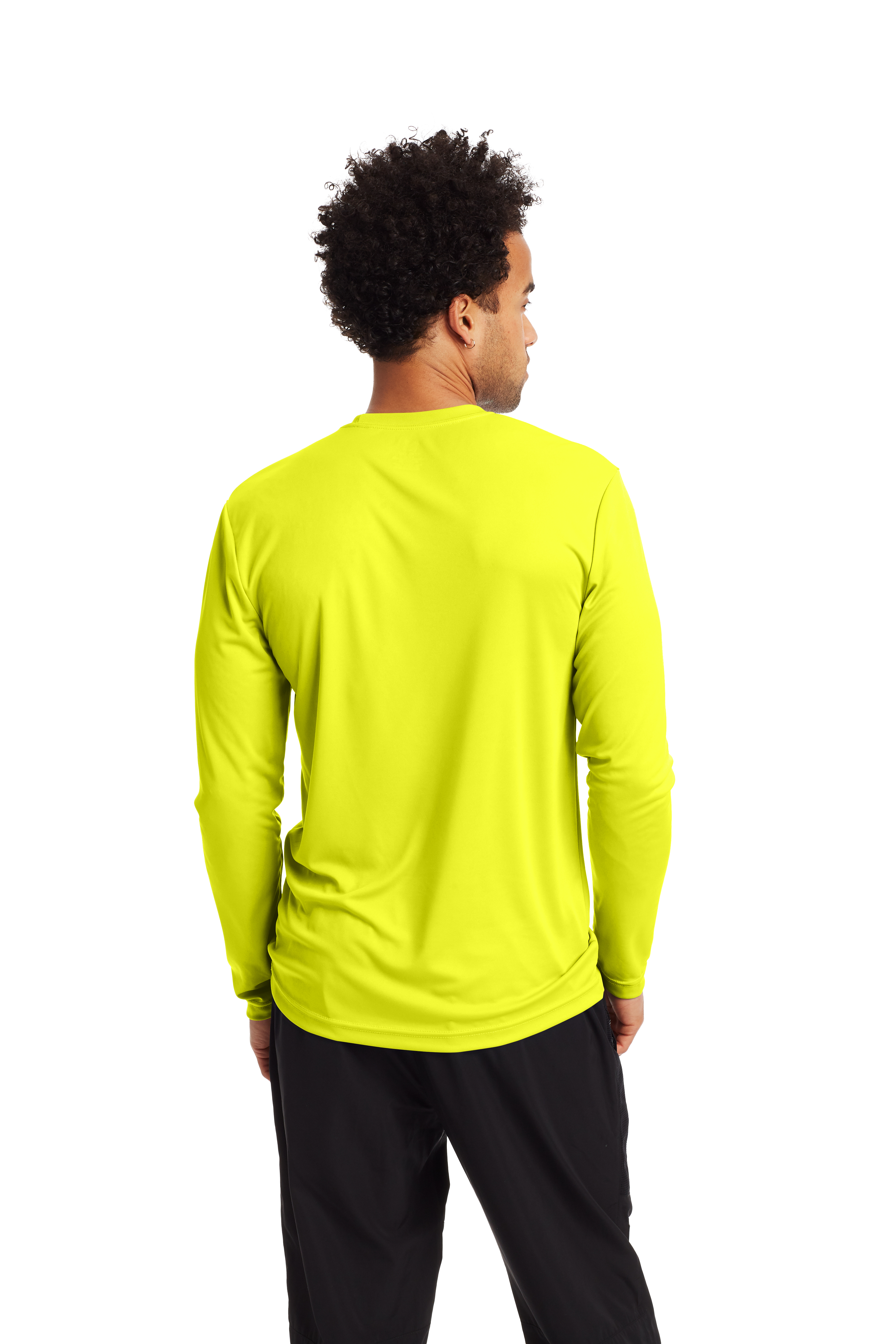 Hanes Cool Dri Long Sleeve Tee 482 L Safety Green Jiffy