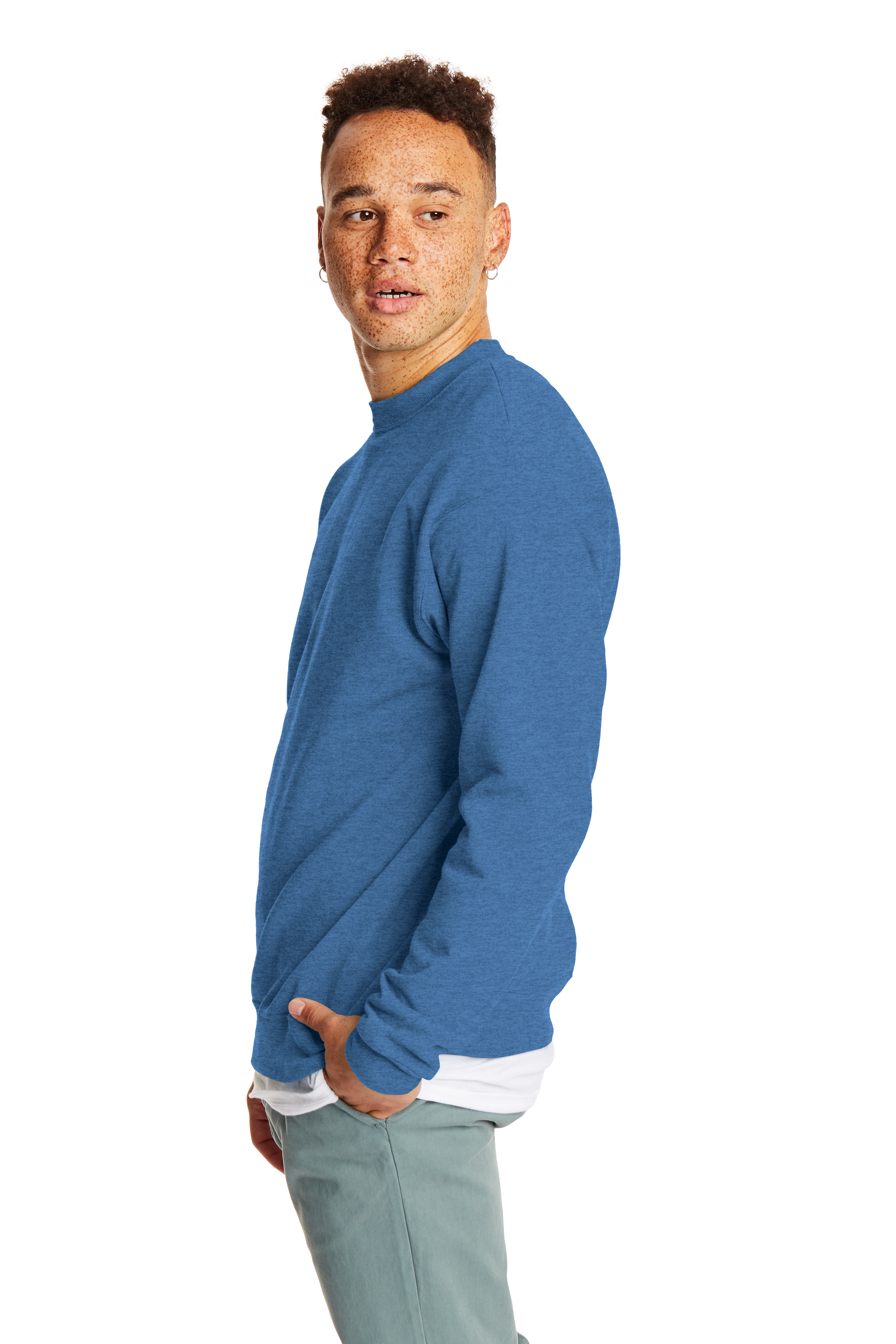 Hanes P1607 Heather Blue