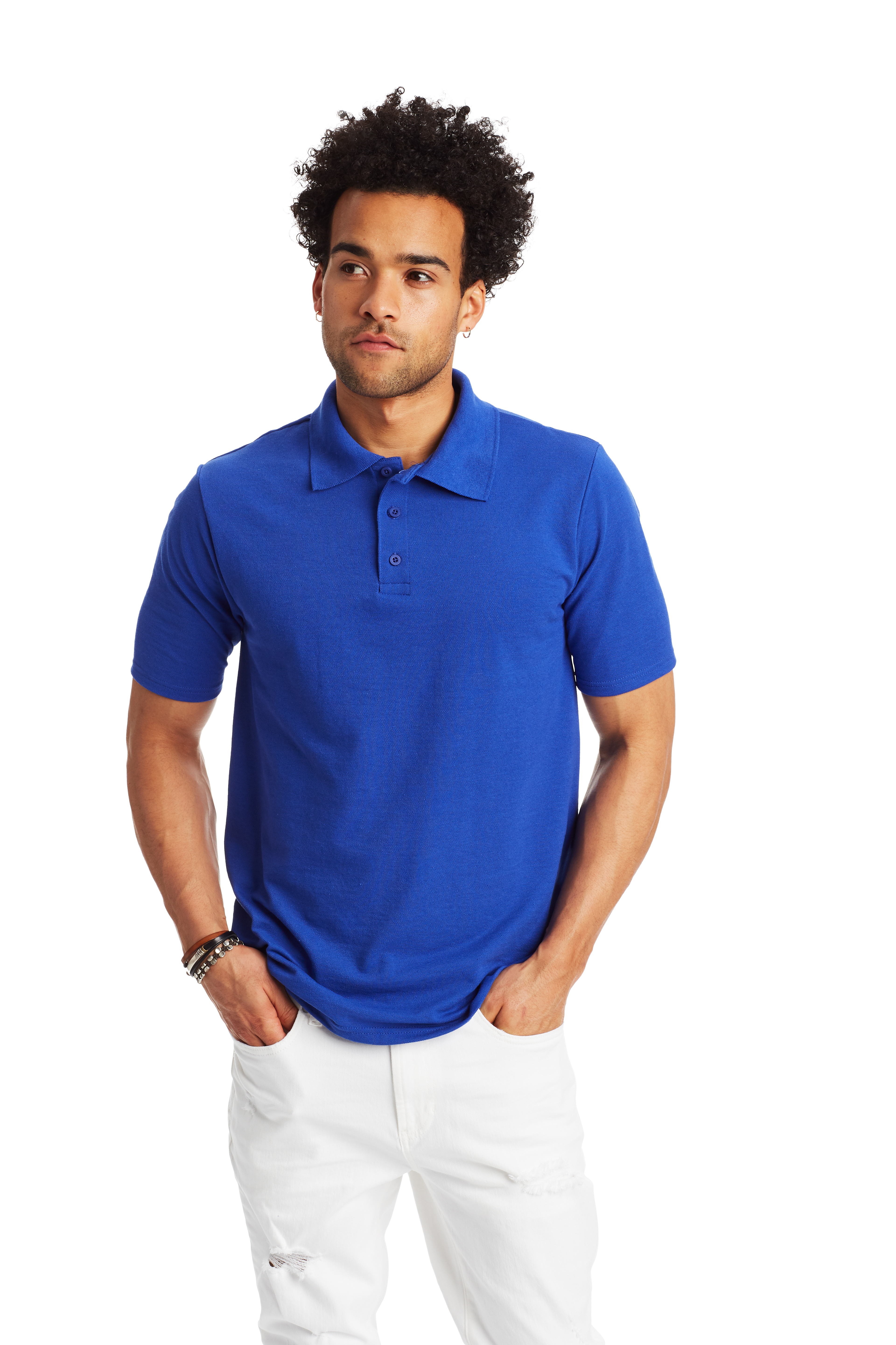 Hanes Men s X Temp Pique Polo Shirt 055 P Royal Jiffy