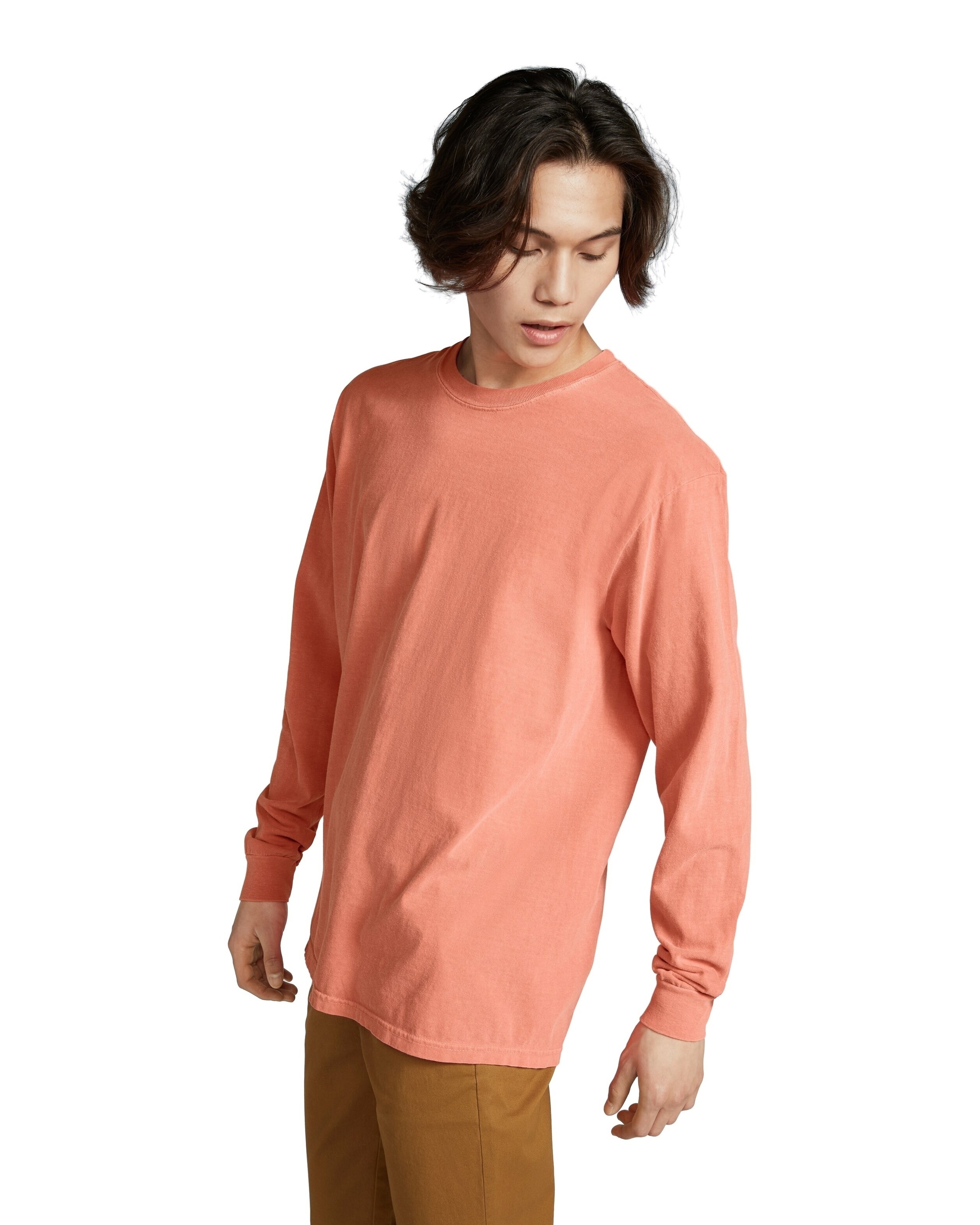 シャツ ASCLO Peach Warm Overfit Shirt (4color) Asclo Oversized Peach U-Neck Tee (4 colors) - 애즈클로