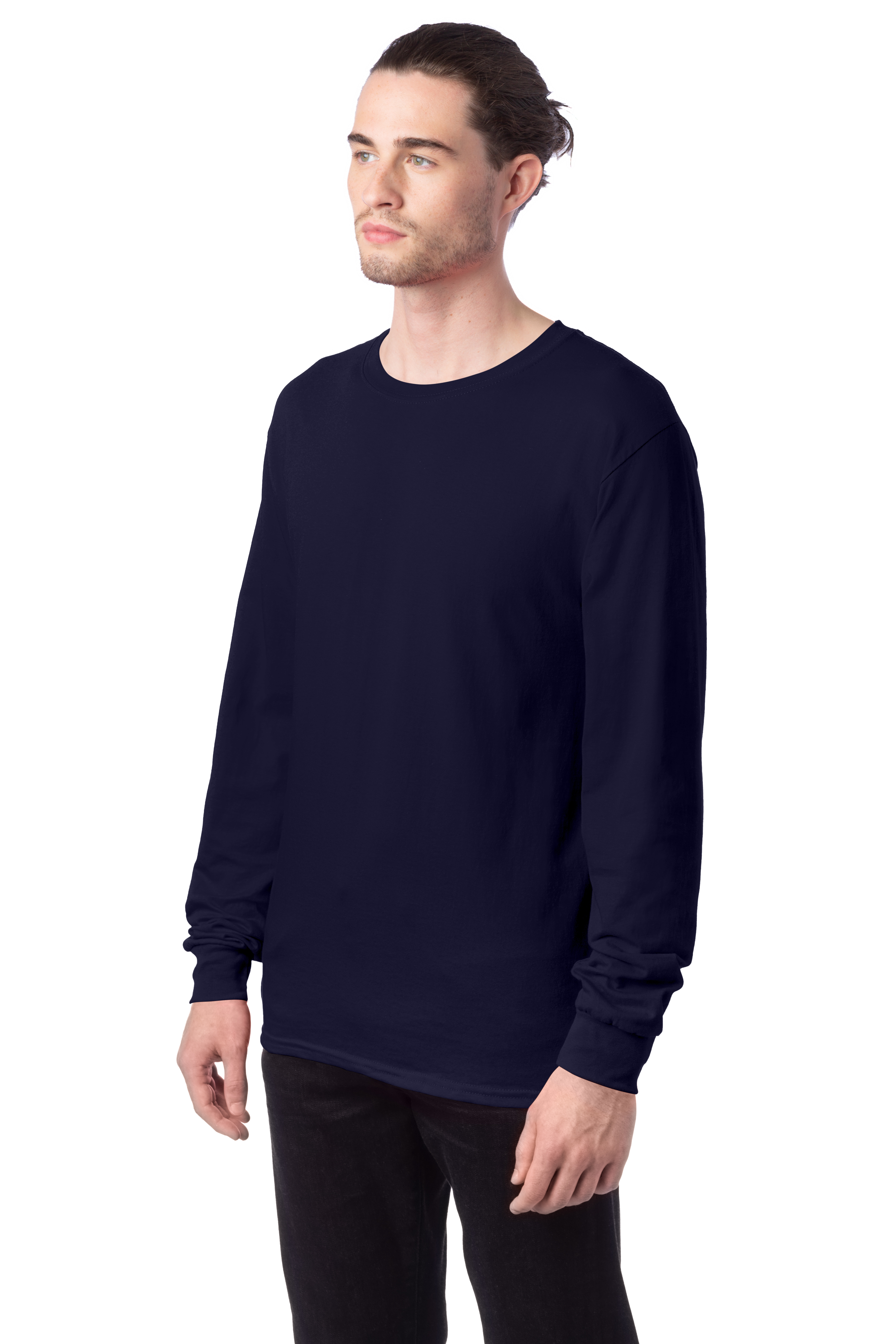 Hanes Essential T Long Sleeve Tee 5286 Athletic Navy | Jiffy