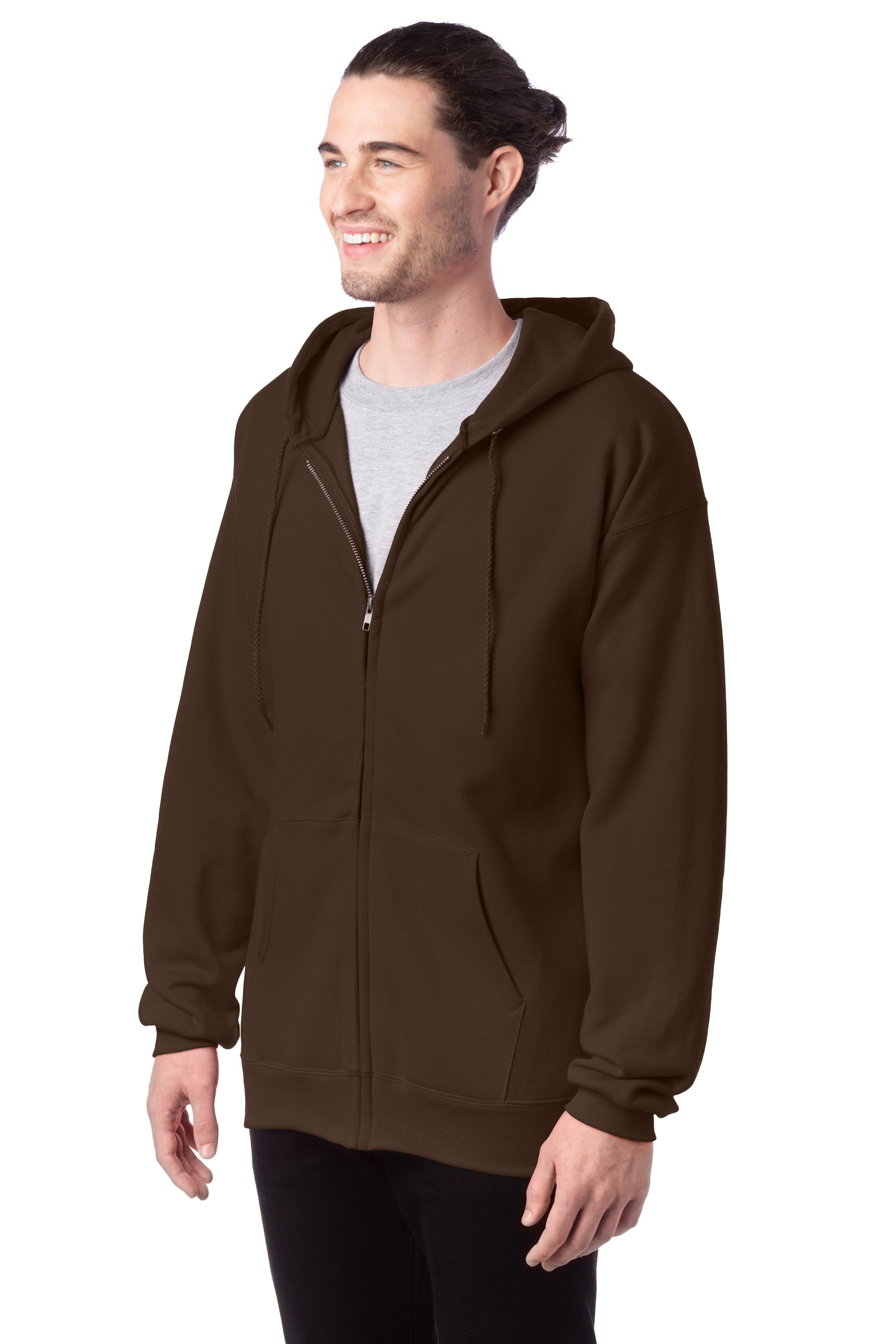 Hanes Ultimate Cotton 90 10 Full Zip Hoodie F280 Dark Chocolate Jiffy