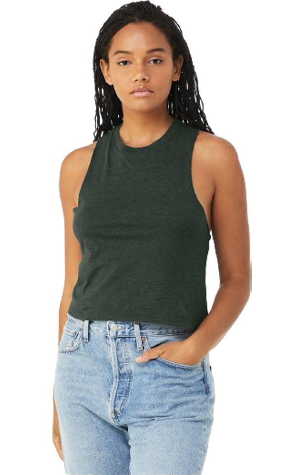 Bella Canvas Women's Racerback Cropped Tank 6682 Heather Forest
