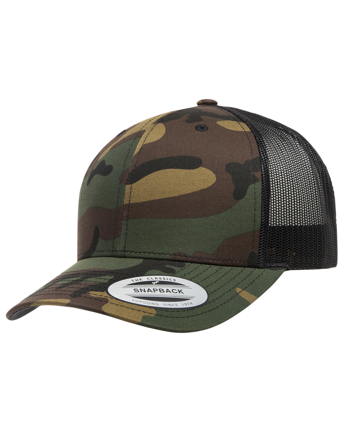 Yupoong Unisex Retro Trucker Cap 6606 Green Camo / Black | Jiffy