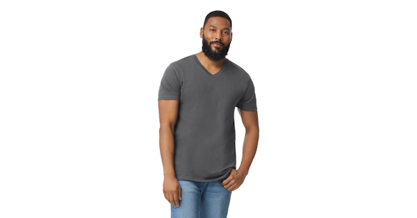 Gildan Unisex Softstyle® V Neck T Shirt G64 V Charcoal | Jiffy