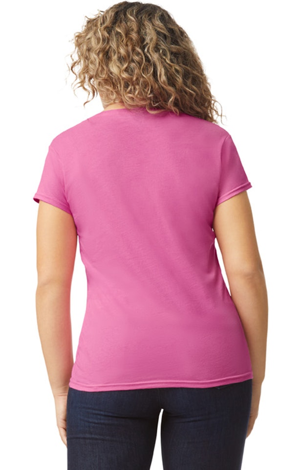 Gildan Women's Soft Style® Fitted V Neck T Shirt G64 Vl Azalea | Jiffy