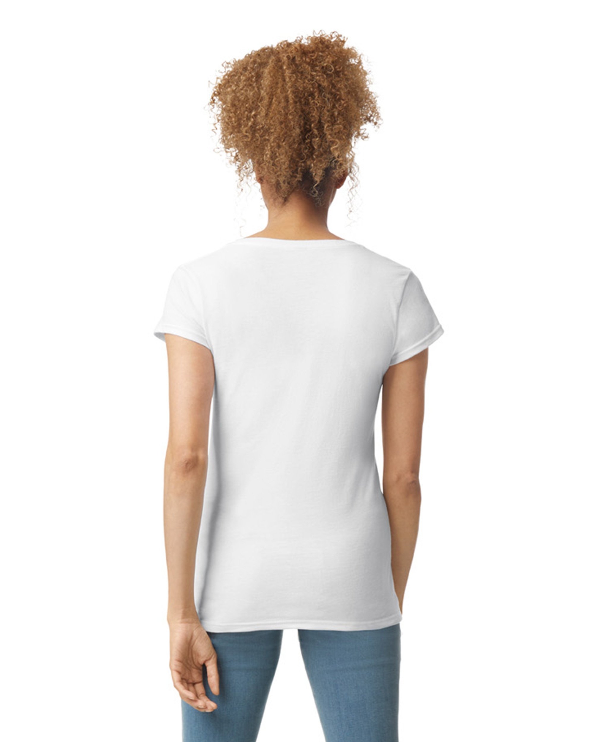 Gildan Women's Soft Style® Fitted V Neck T Shirt G64 Vl White | Jiffy