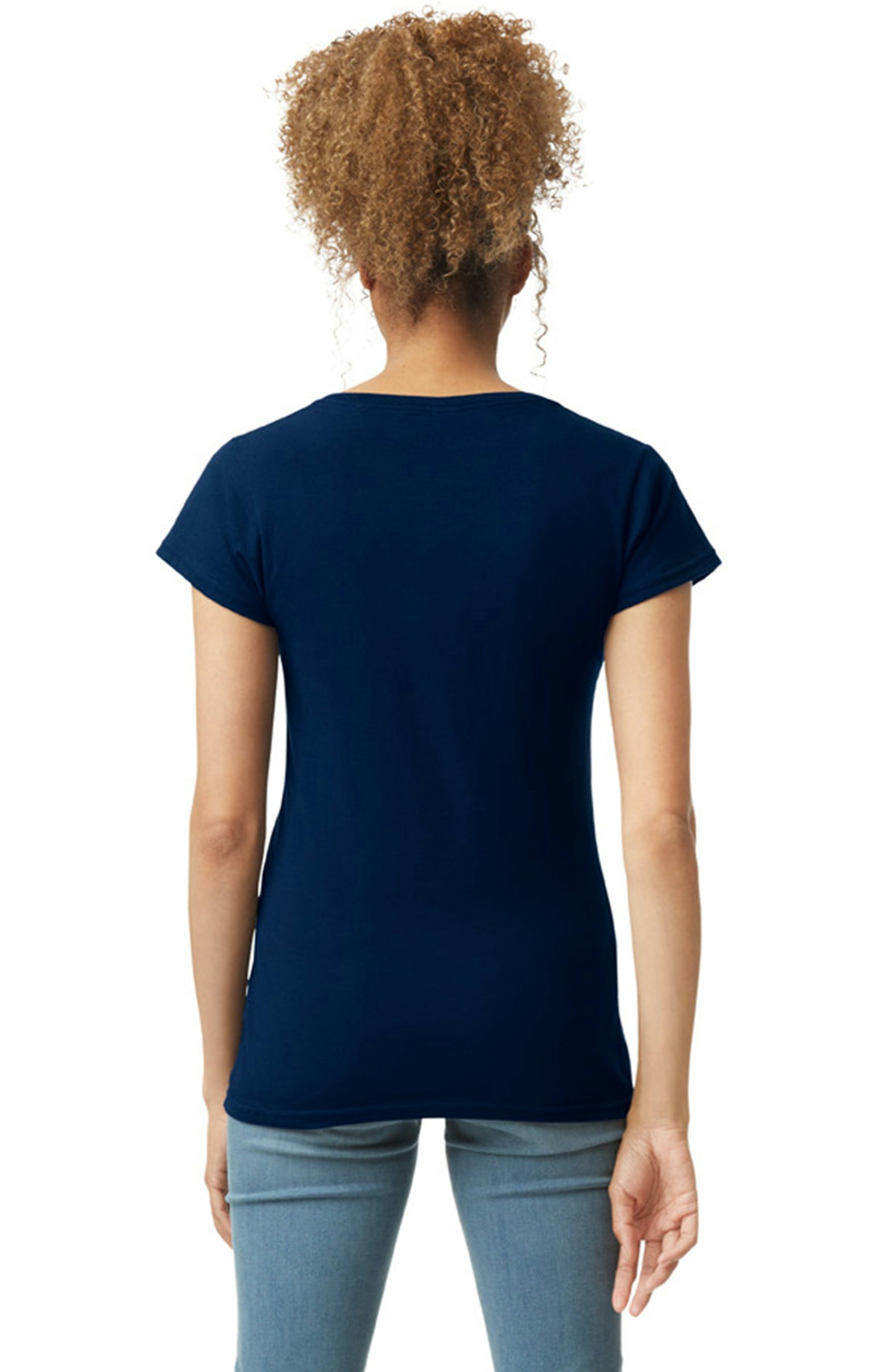 Gildan Women's Soft Style® Fitted V Neck T Shirt G64 Vl Navy | Jiffy
