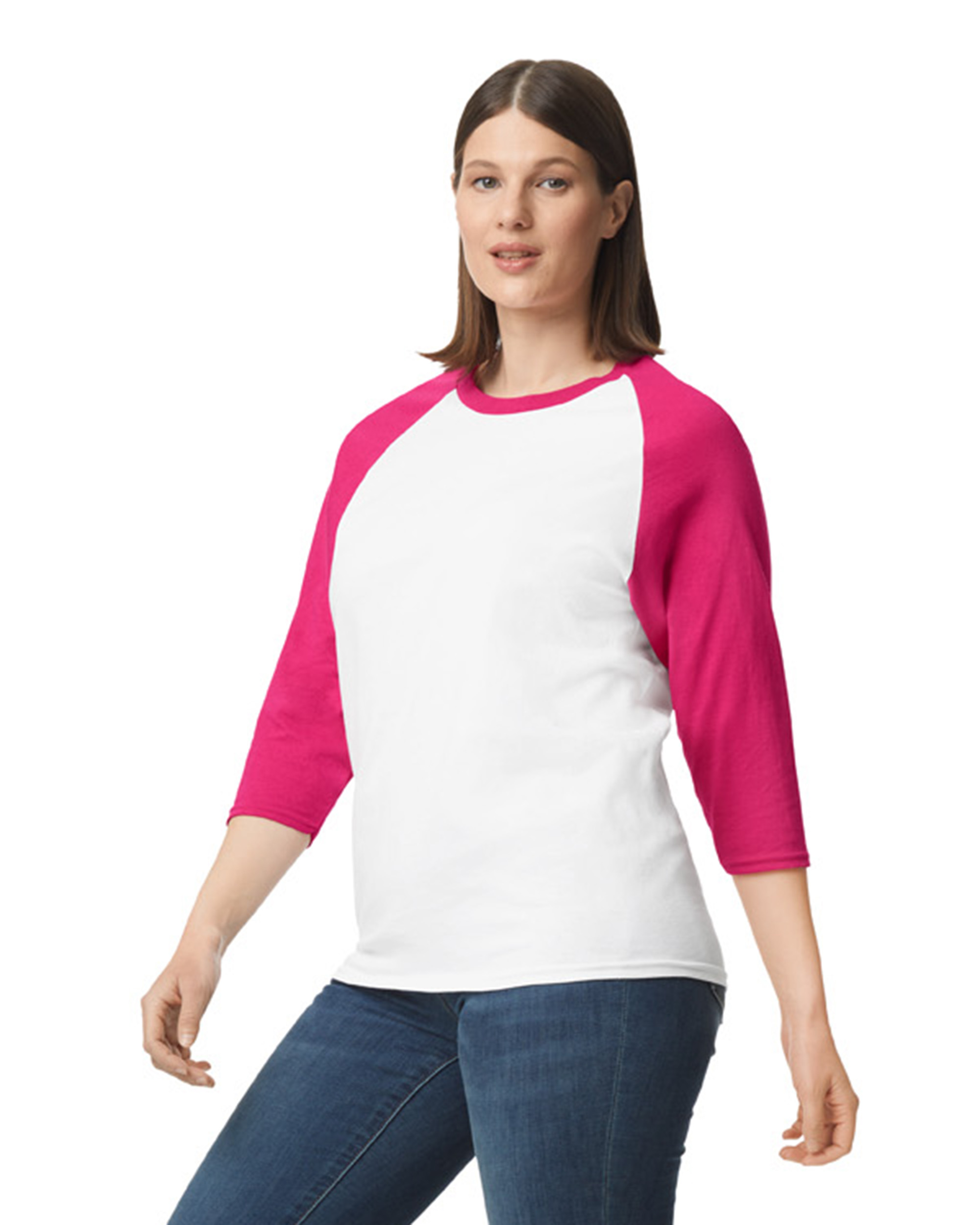 Gildan G570 White / Heliconia