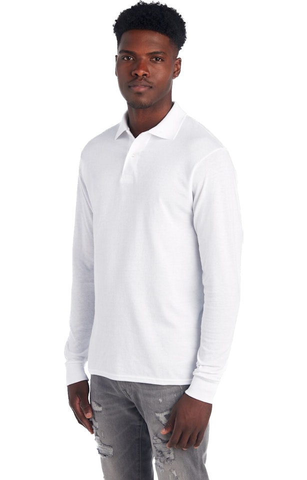 Jerzees Unisex Spot Shield™ Long Sleeve Jersey Polo 437 Ml White