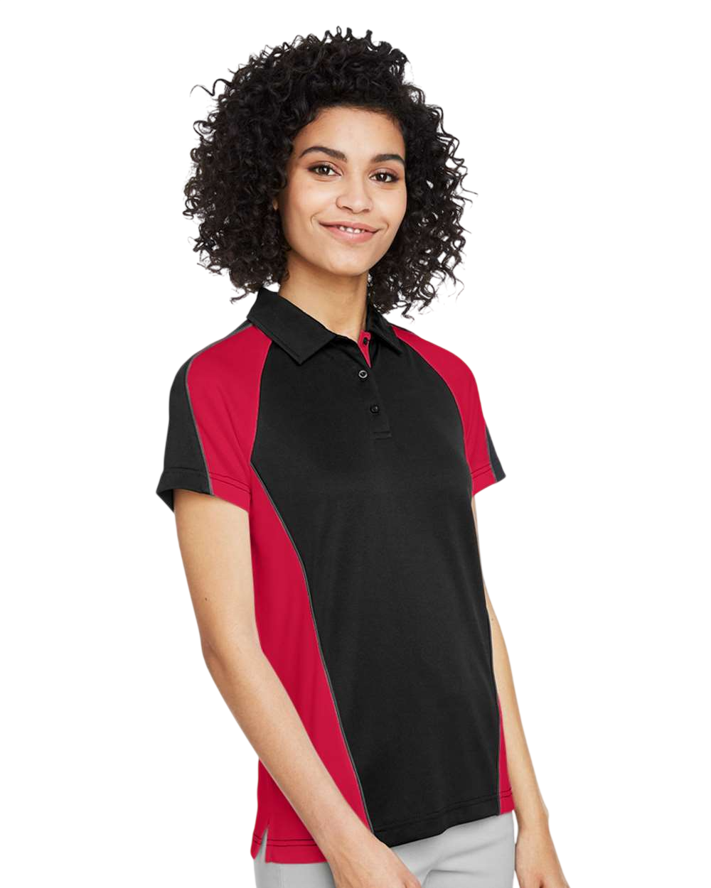 Harriton M385W Black / Red / Dark Chrc