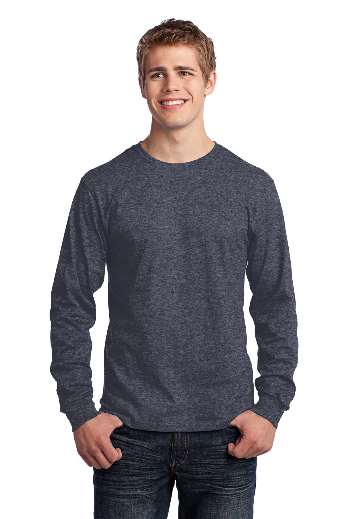 Port & Company PC54LS Heather Navy