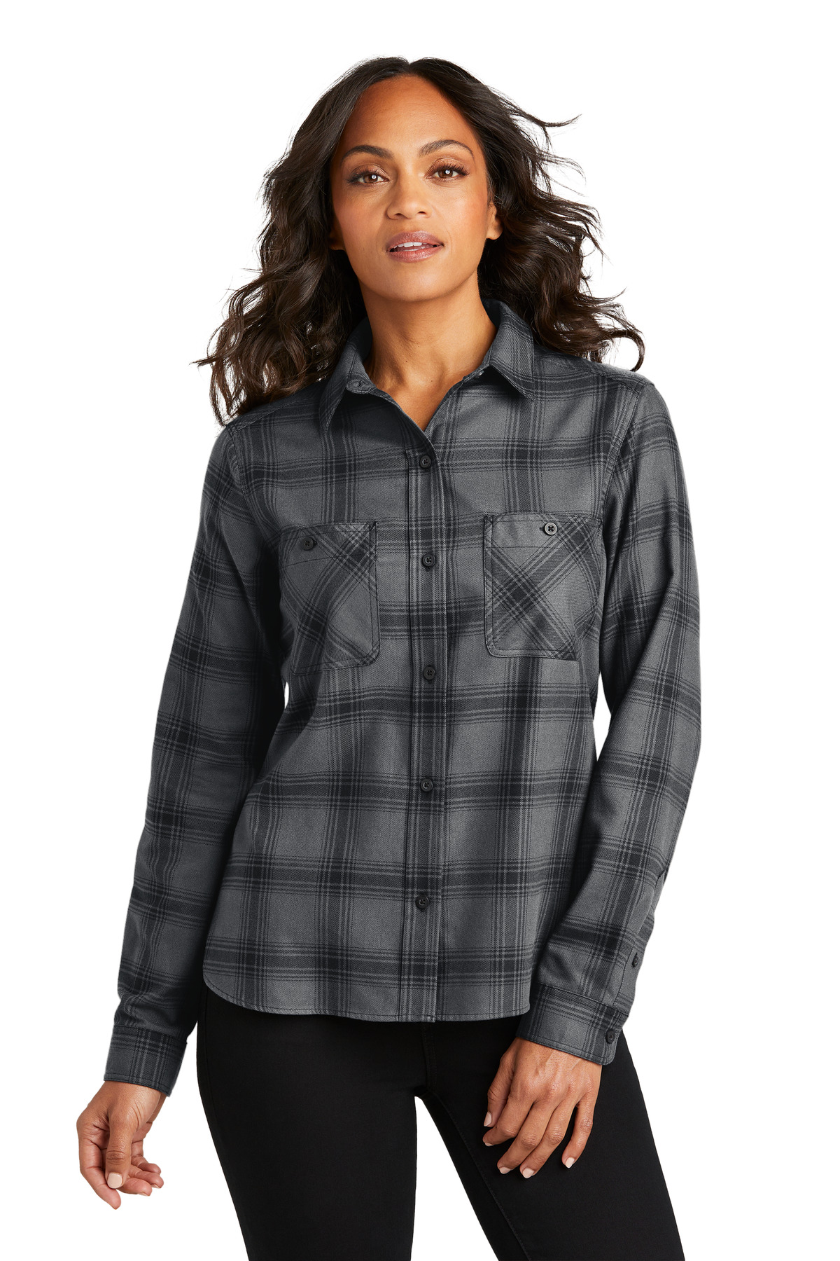 Port Authority LW669 Grey/ Black Open Plaid