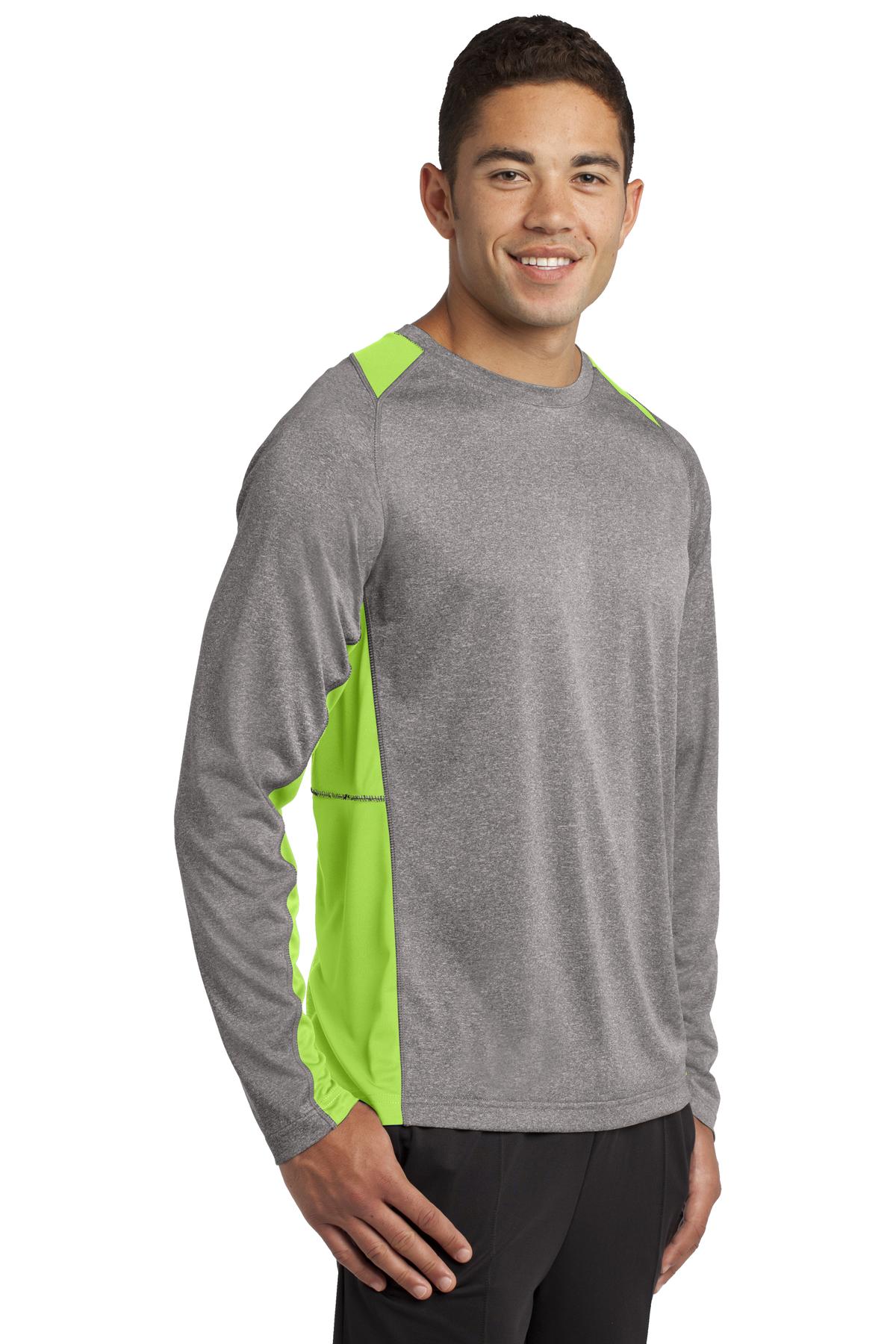 Sport-Tek ST361LS Vintage Heather / Lime Shock