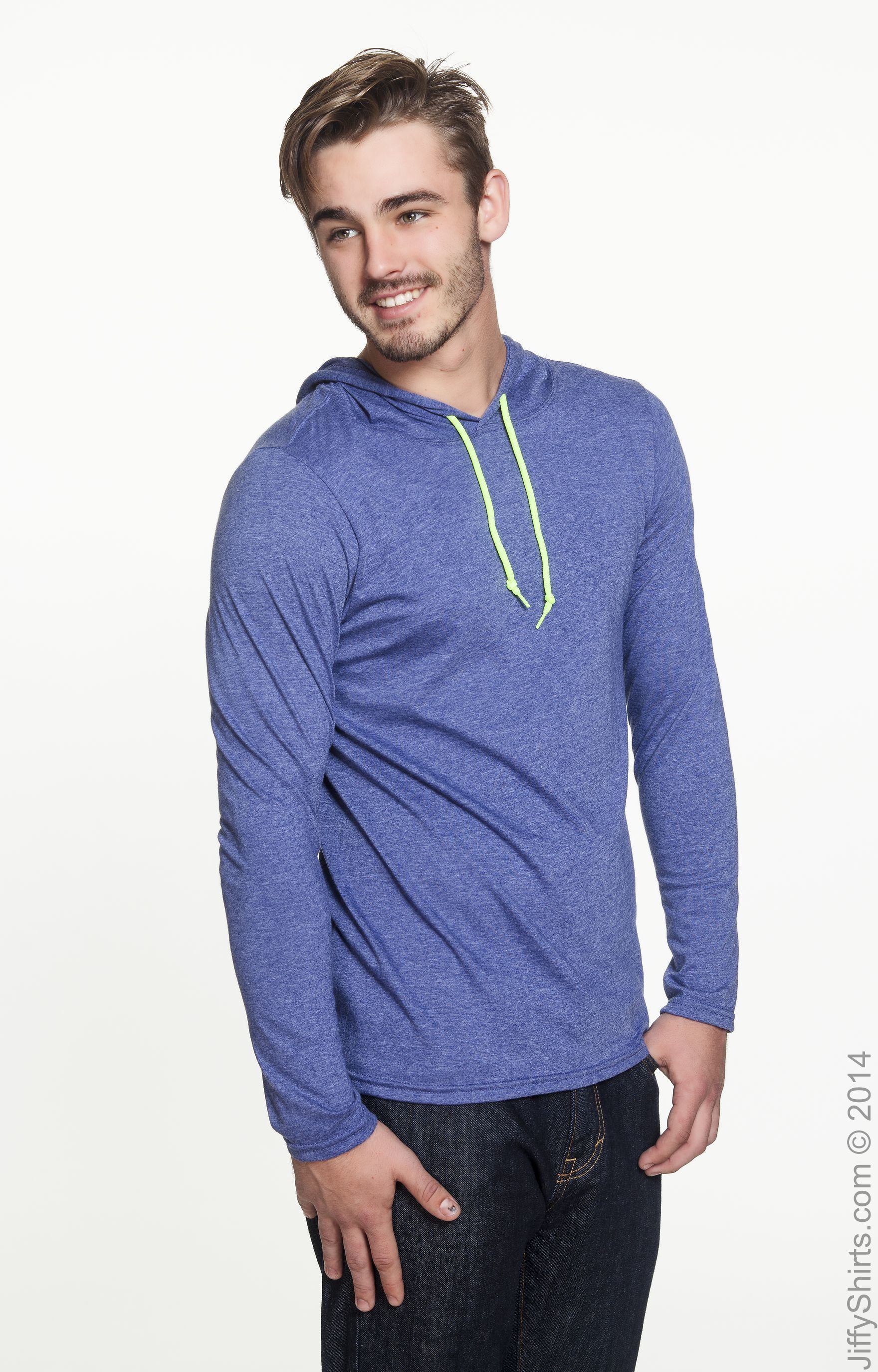 Anvil 987 Heather Blue / Neon Yellow