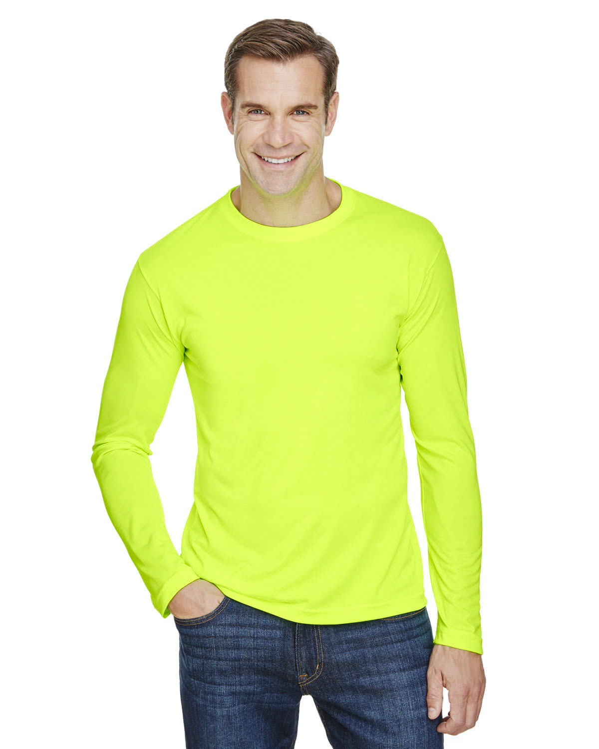 Bayside Unisex 100% Polyester Performance Long Sleeve T Shirt Ba5360 Lime  Green | Jiffy