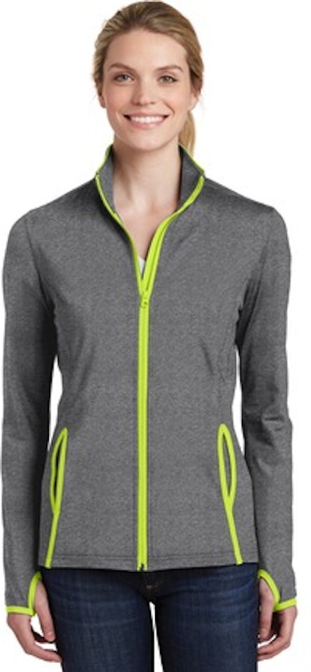 Sport-Tek LST853 Charcoal Gray Heather / Charge Green