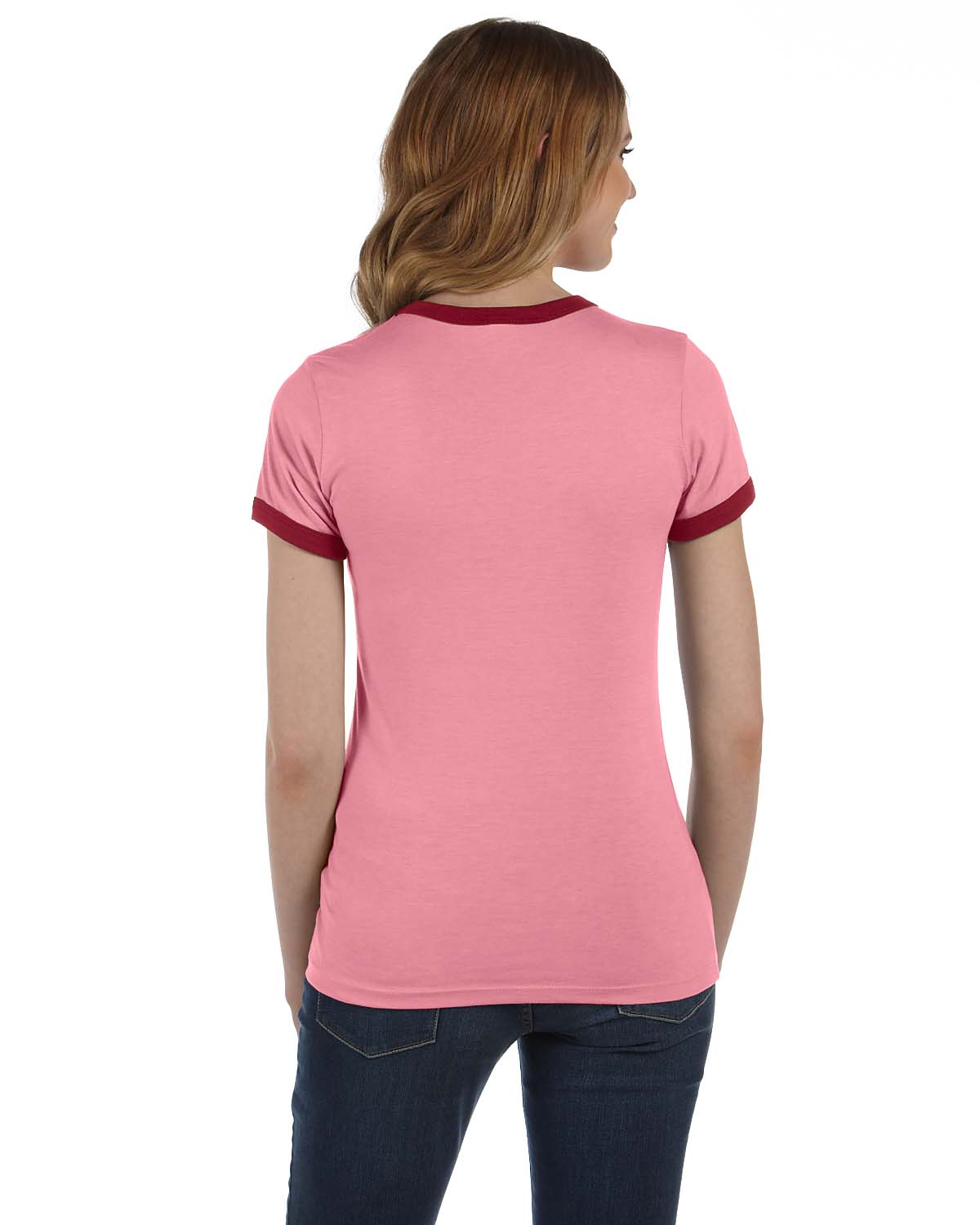 Bella + Canvas B6050 Heather Pink / Cardinal