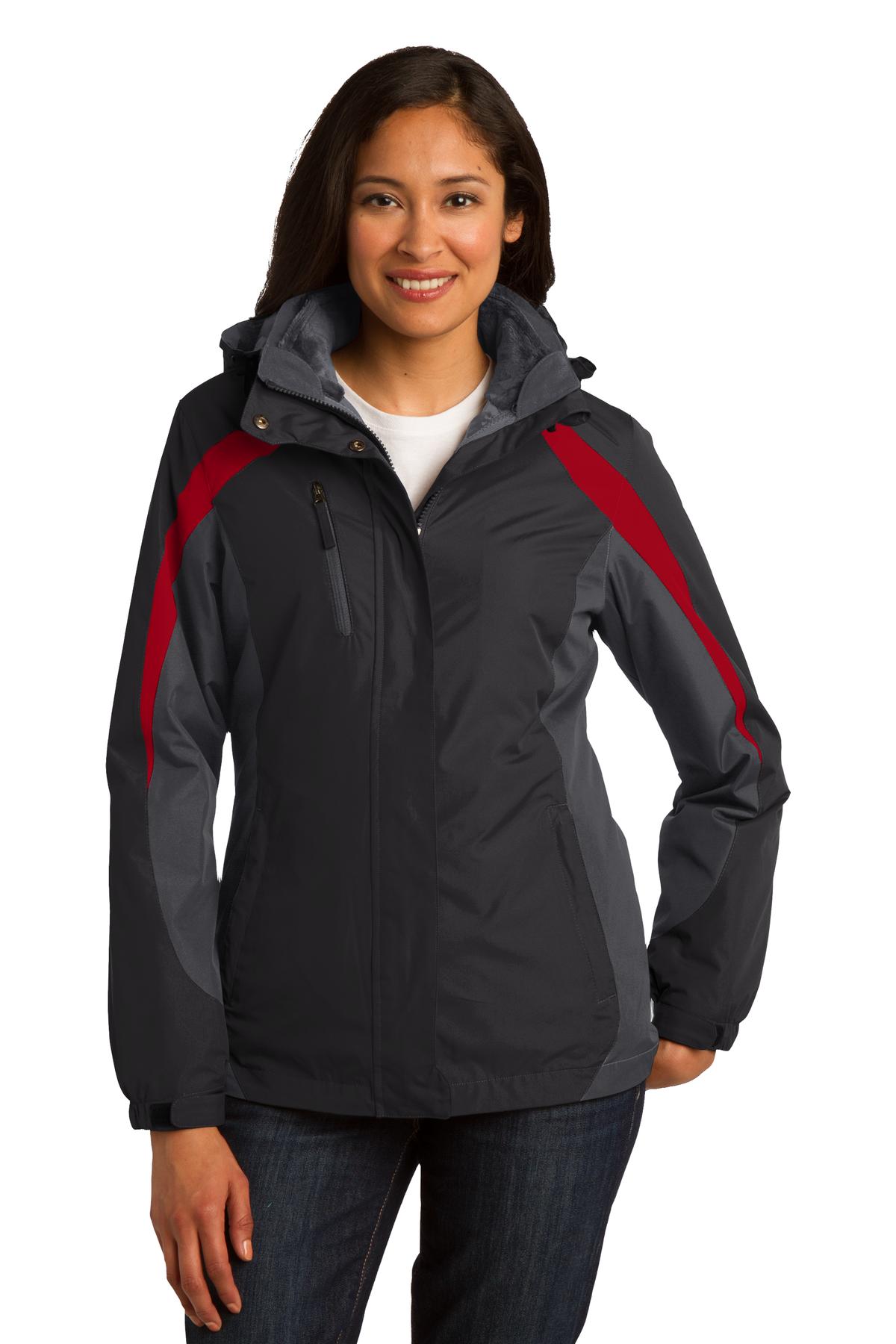 Port Authority L321 Black / Mg Gray / Red