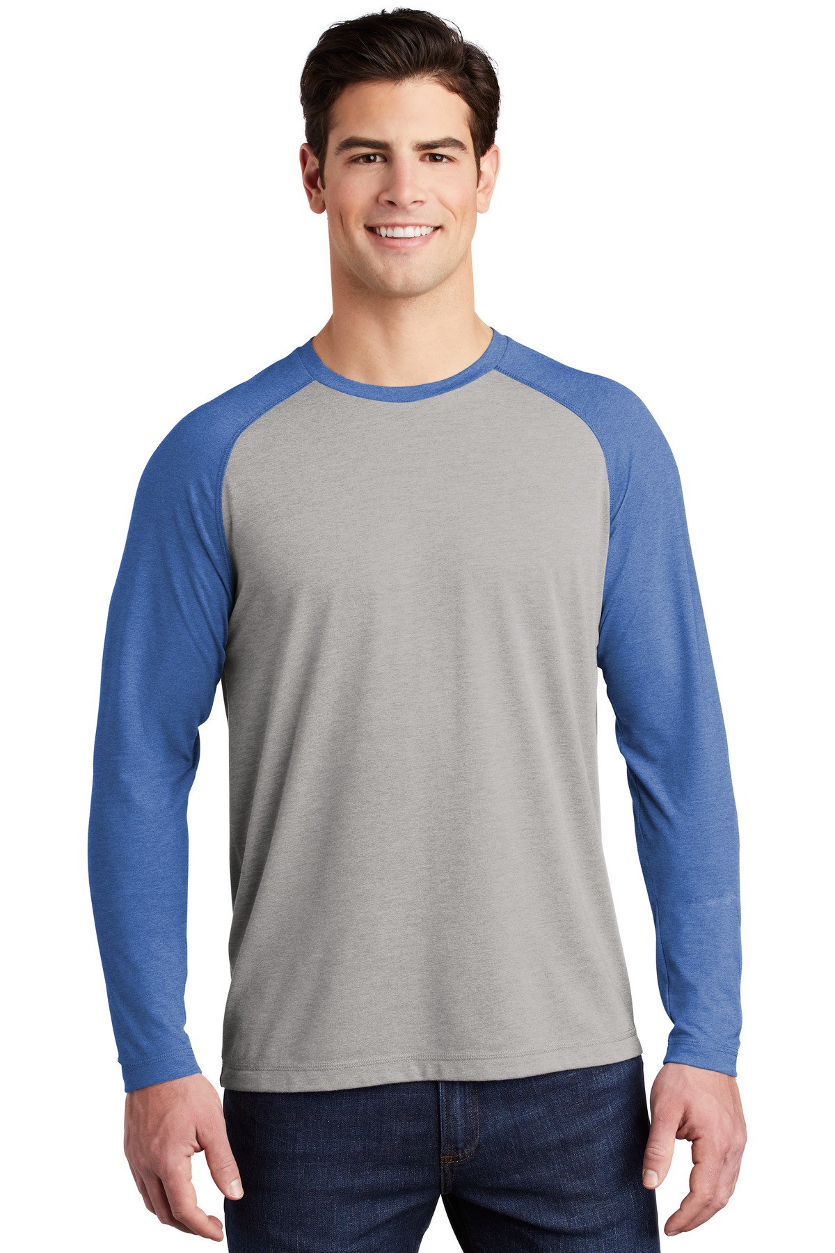 Sport-Tek ST400LS True Royal Heather / Light Gray Heather