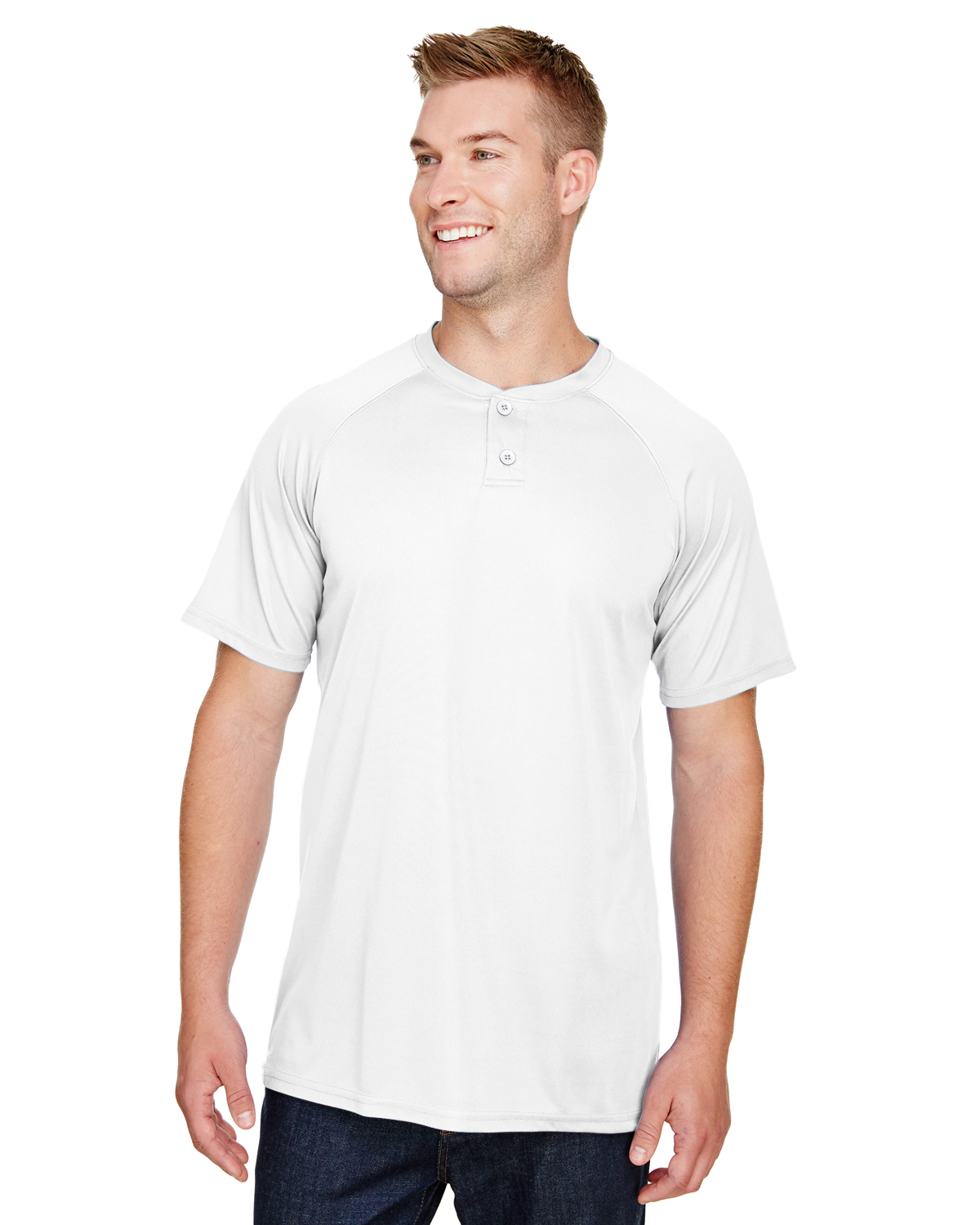 Augusta Sportswear Unisex Attain 2 Button Baseball Jersey Ag1565 White Jiffy