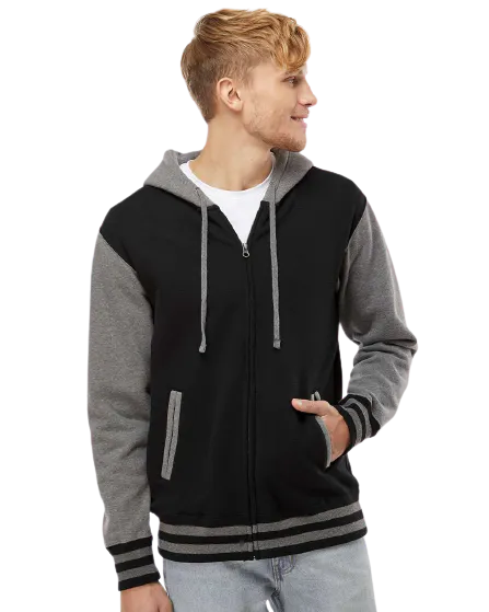 Independent Trading Unisex Varsity Full Zip Hoodie Ind45 Uvz