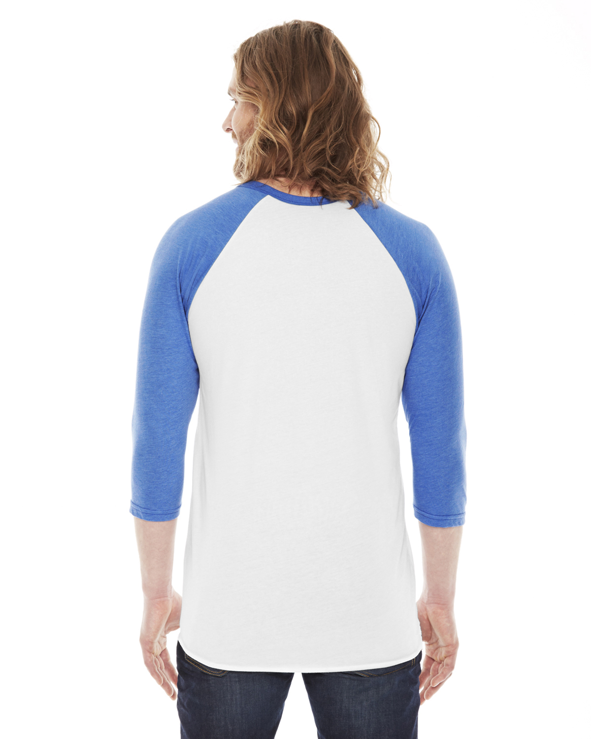 American Apparel BB453W White / Heather Lake Blue