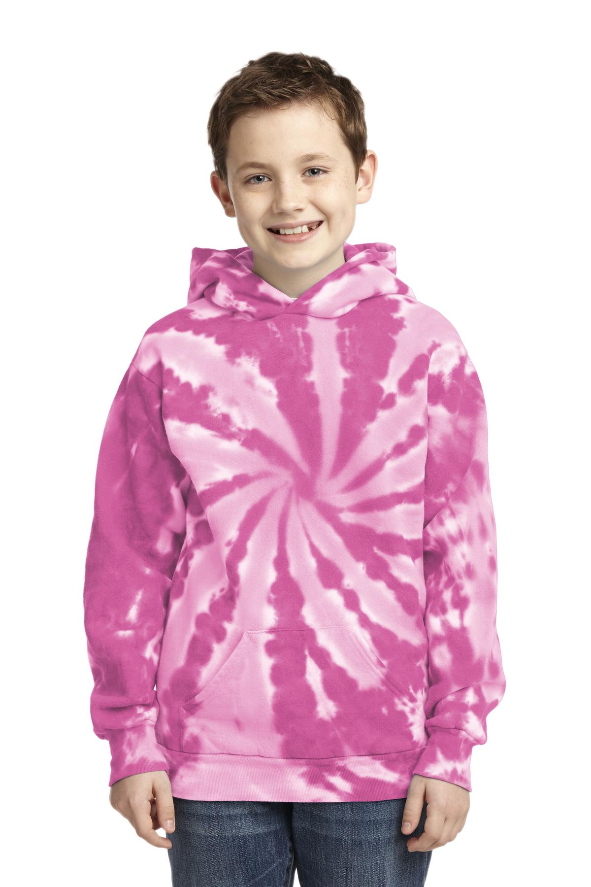 Port Company Youth Tie Dye Pullover Hoodie Pc146 Y Pink Jiffy