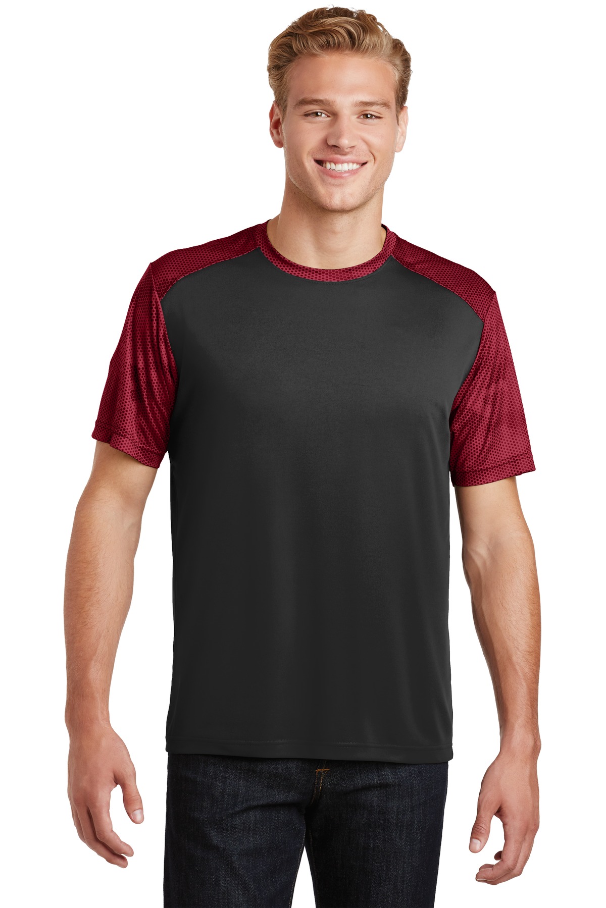 Sport-Tek ST371 Black / Deep Red