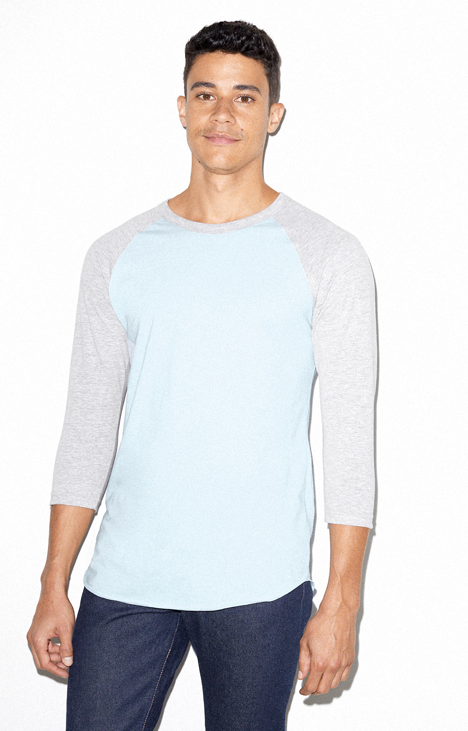 American Apparel BB453W Light Blue / Heather Gray