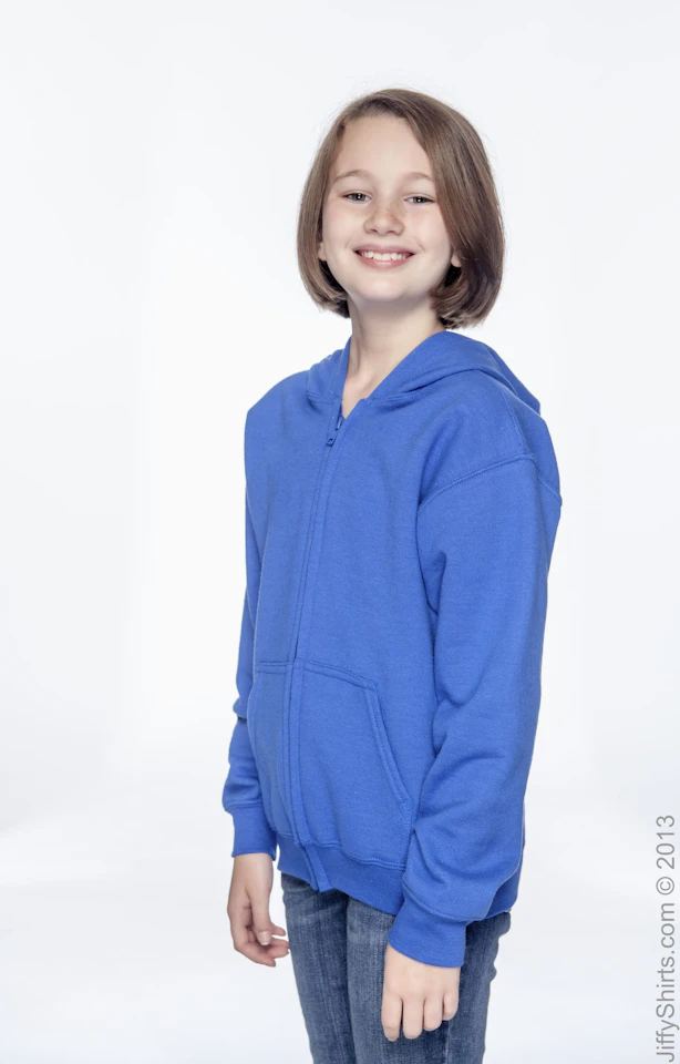 Heavy Blend Full Zip Hooded Sweatshirt - 50% Cotton 50% Polyester, Pouch Pockets (Royal Blue, Large)