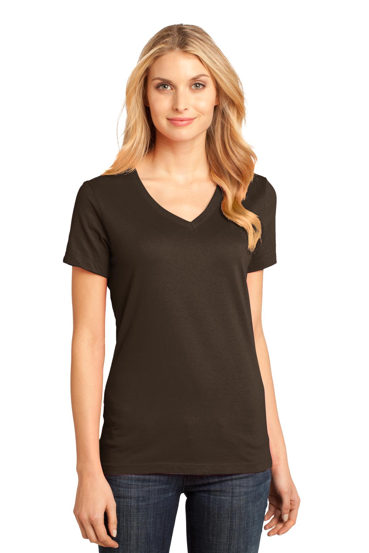 District Women's Perfect Weight V Neck Tee Dm1170 L Espresso Jiffy