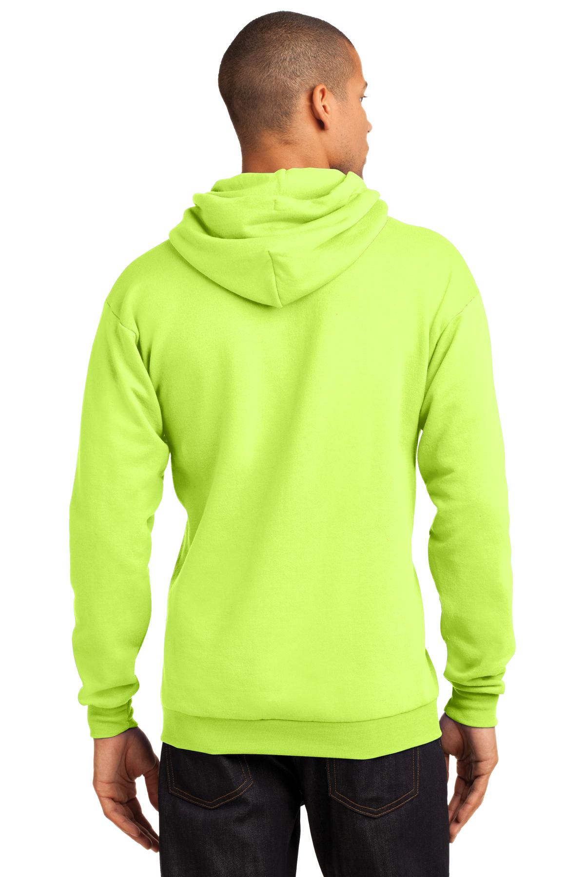 Port Company PC78H Core Fleece Pullover Hooded Sweatshirt Neon Yellow XL