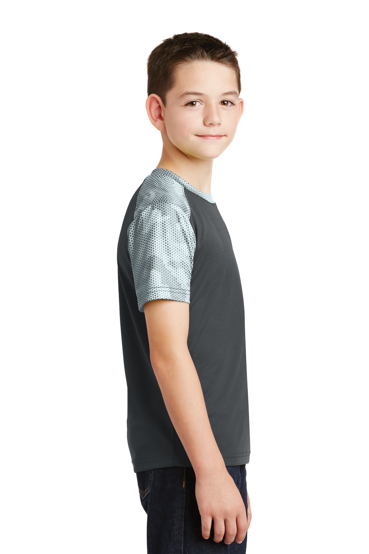 Sport-Tek YST371 Iron Gray / White