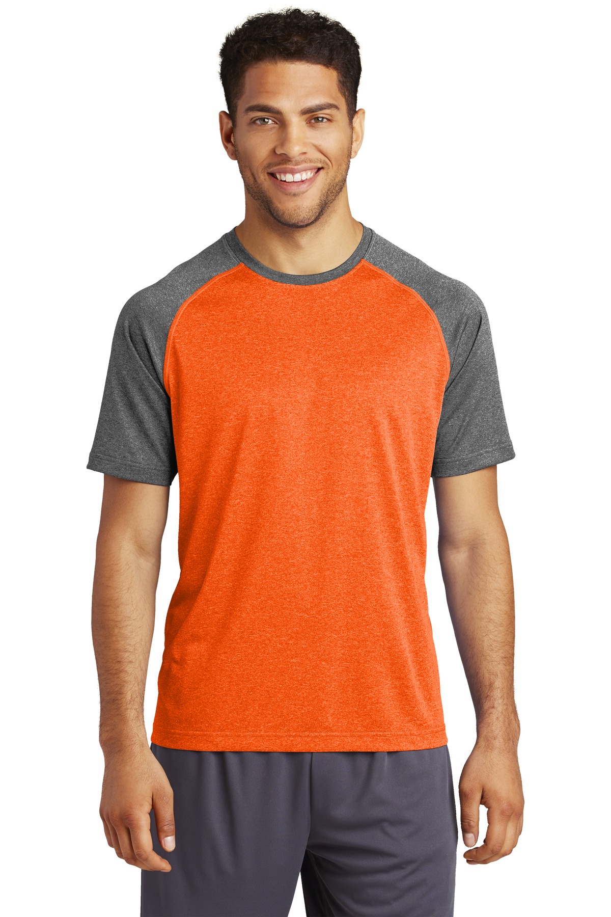 Sport-Tek ST362 Deep Orange Heather / Graphite Heather