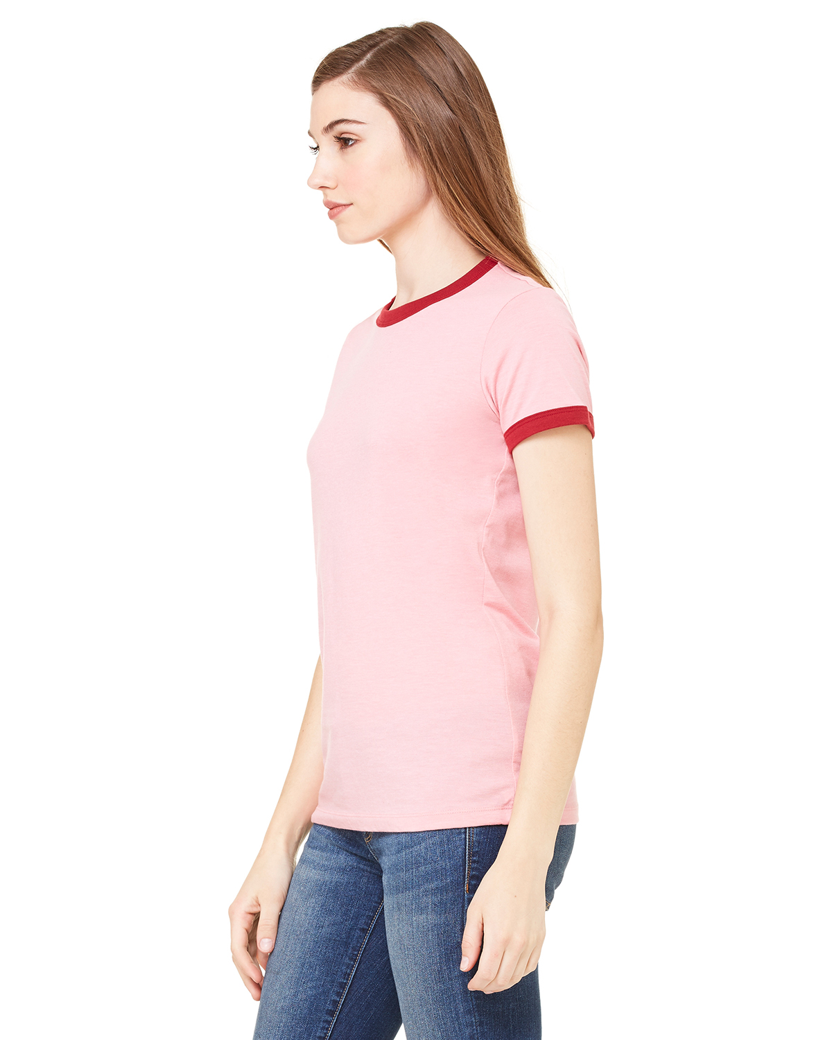 Bella + Canvas B6050 Heather Pink / Cardinal