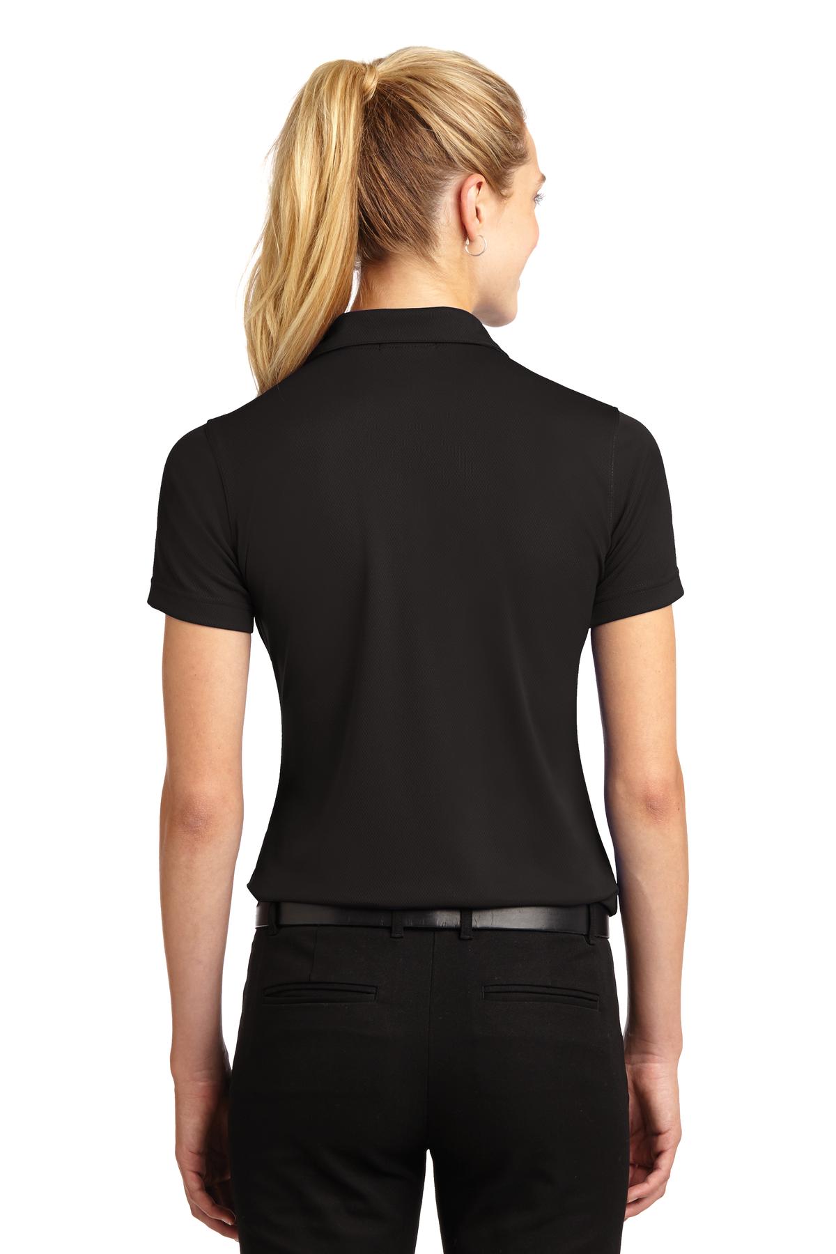 Sport Tek Women's Dri Mesh V Neck Polo L469 Black | Jiffy