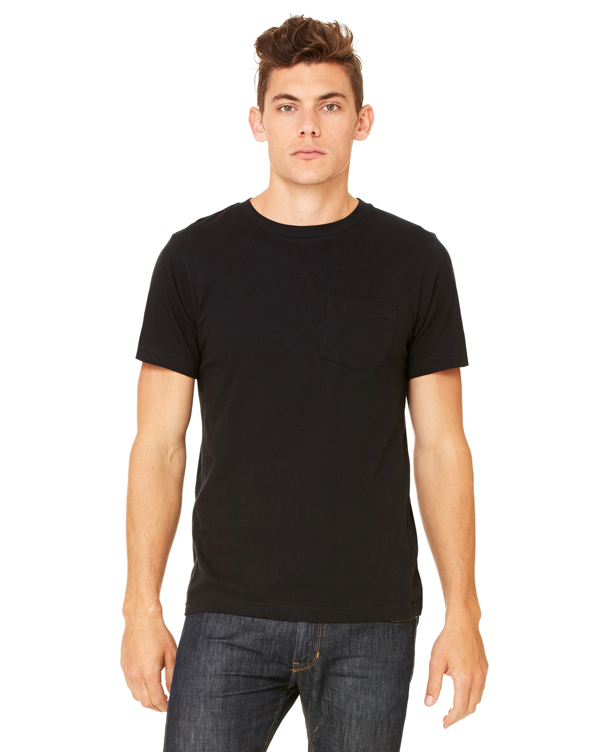Bella Canvas Men's Jersey Short Sleeve Pocket T Shirt 3021 Black | Jiffy
