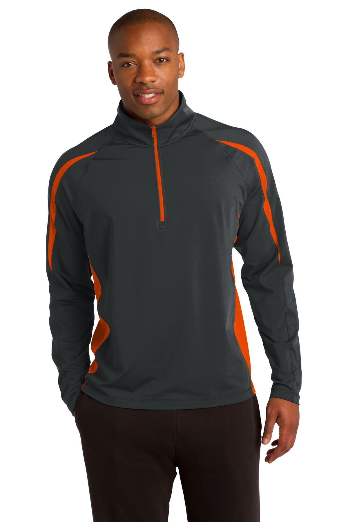 Sport-Tek ST851 Charcoal Gray / Deep Orange