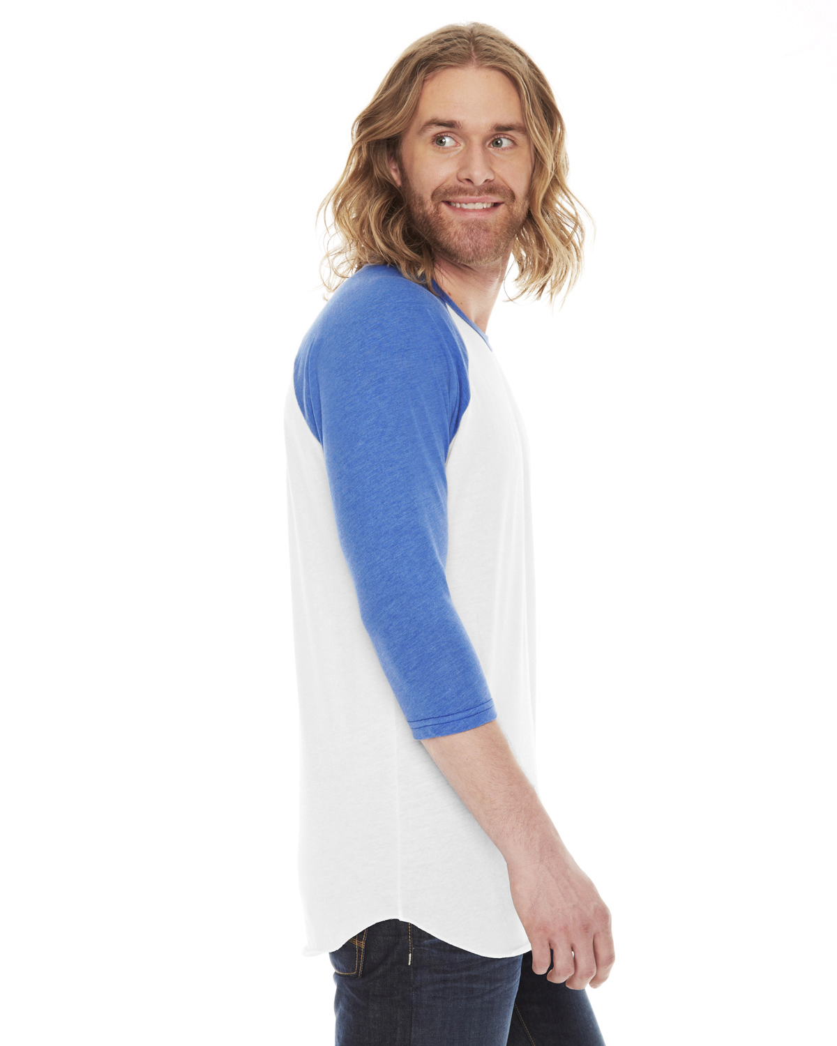 American Apparel BB453W White / Heather Lake Blue