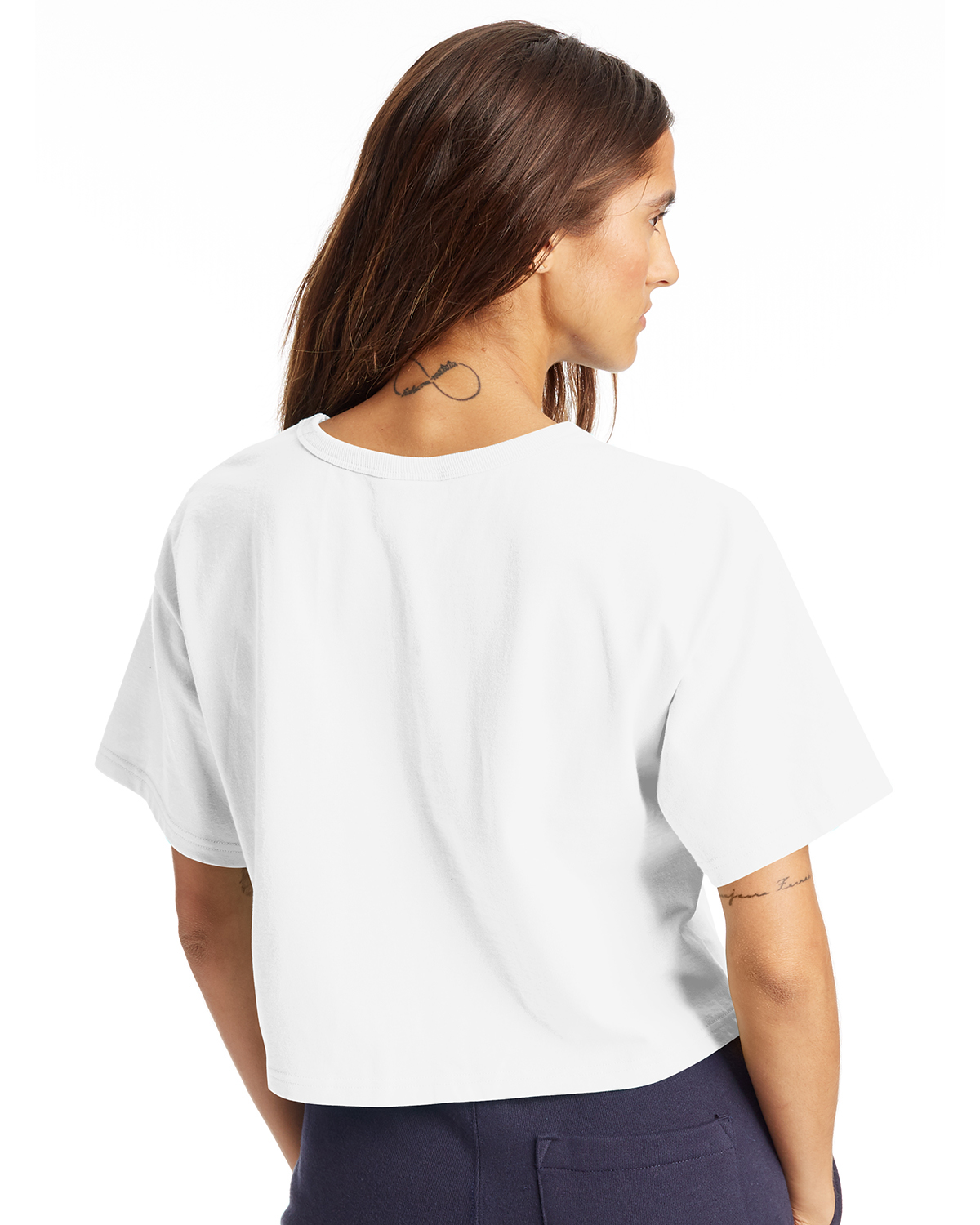 Champion Women s Cropped Reverse Weave T Shirt T453 W White Jiffy