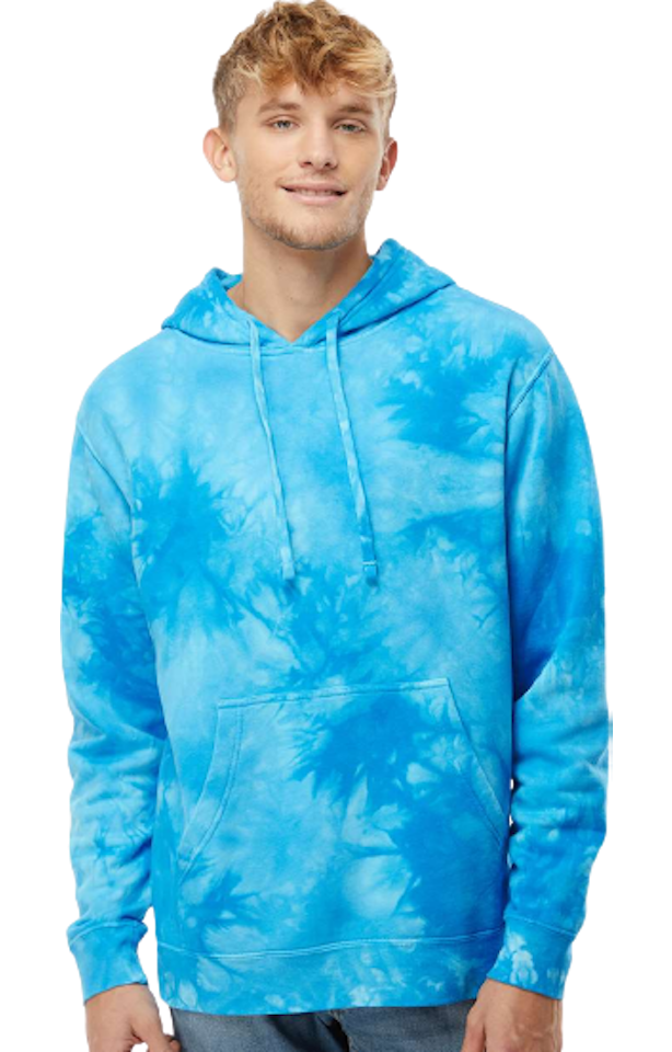 Independent Trading Unisex Midweight Tie Dye Hoodie Prm4500 Td Tie Dye Aqua Blue Jiffy