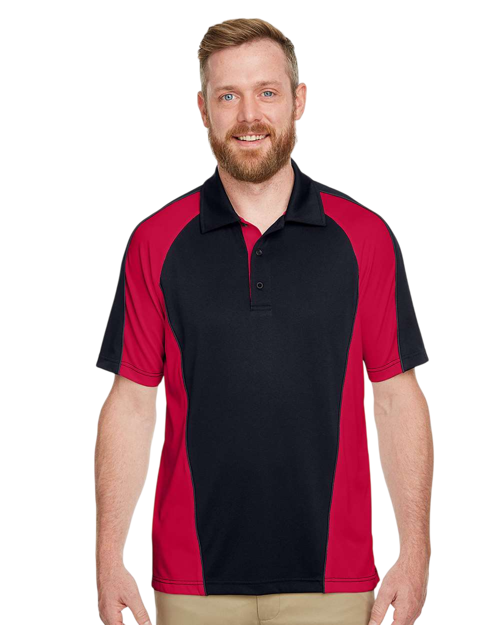 Harriton M385 Black / Red / Dark Chrc