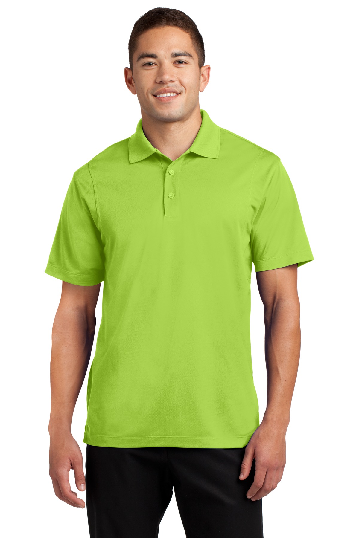 Sport Tek Men's Micropique Sport Wick Polo St650 Lime Shock Jiffy