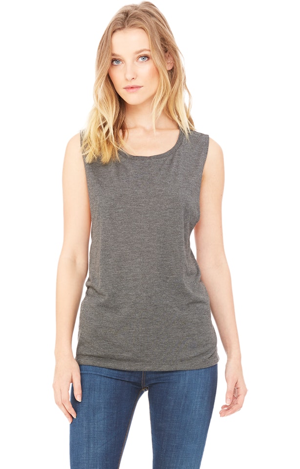 Bella Canvas Women's Flowy Scoop Muscle Tank B8803 Heather Dark